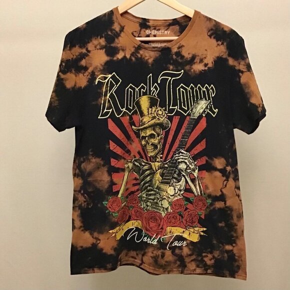 Skull Rock Tour Tattoo T Shirt Men’s Large Reverse Tie Dye Skeleton Chemistry - Picture 5 of 6